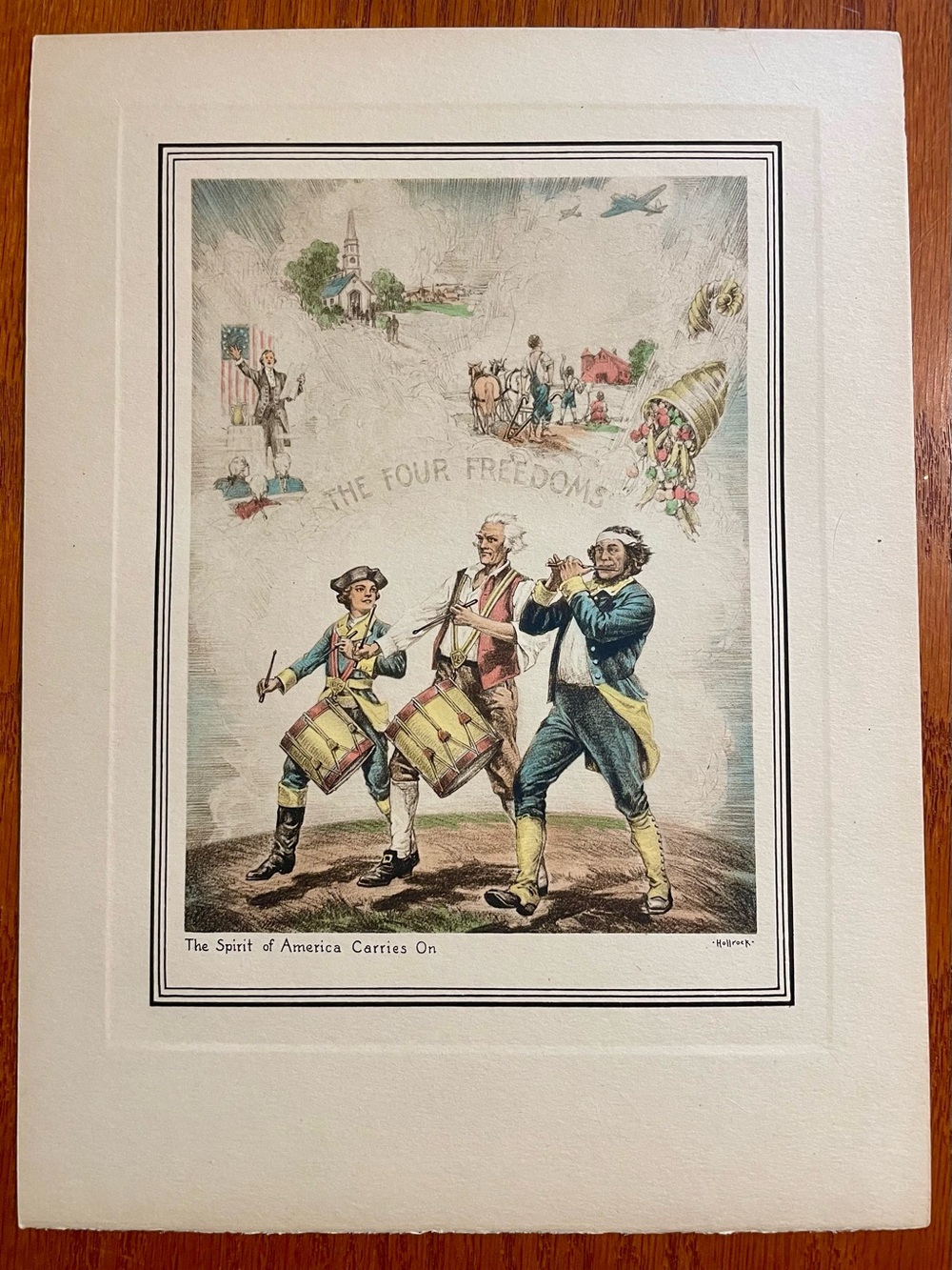 Antique Vintage Art Print "The Spirit Of America Carries On" By Hollrock